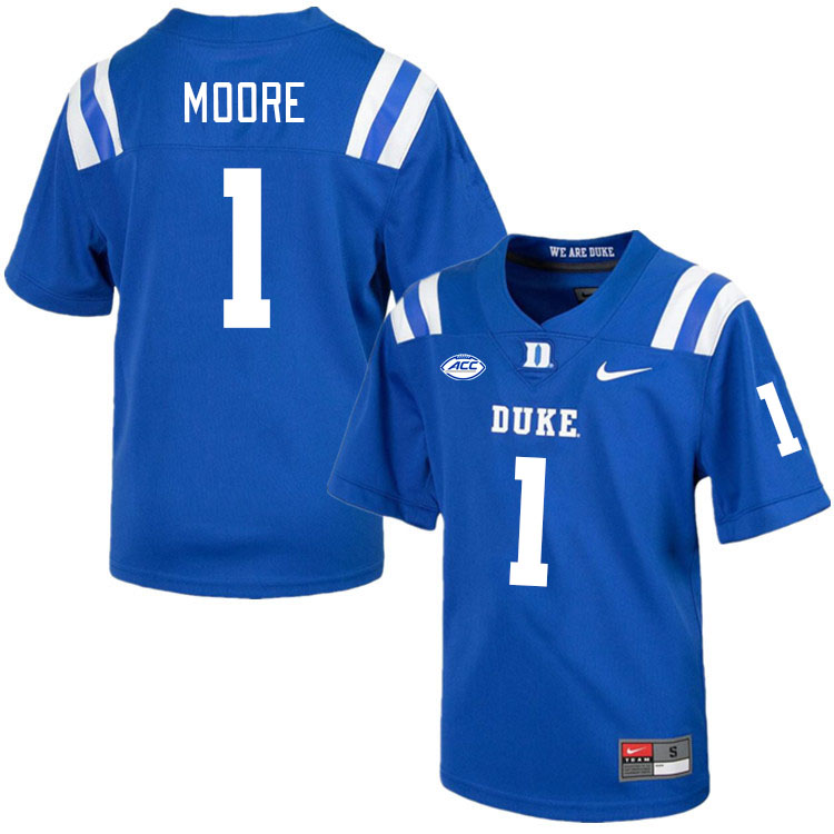 Men #1 Terry Moore Duke Blue Devils College Football Jerseys Stitched-Royal